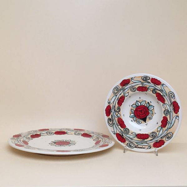 SET OF DINNER PLATES/CHARGERS CM.32D. DESIGN: ROSES
